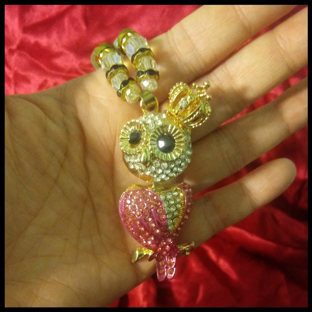 Pink Owl Necklace